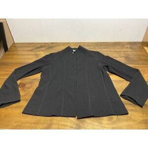 Eileen Fisher Italian Yarn Knit Cardigan Open Front Black Size Medium